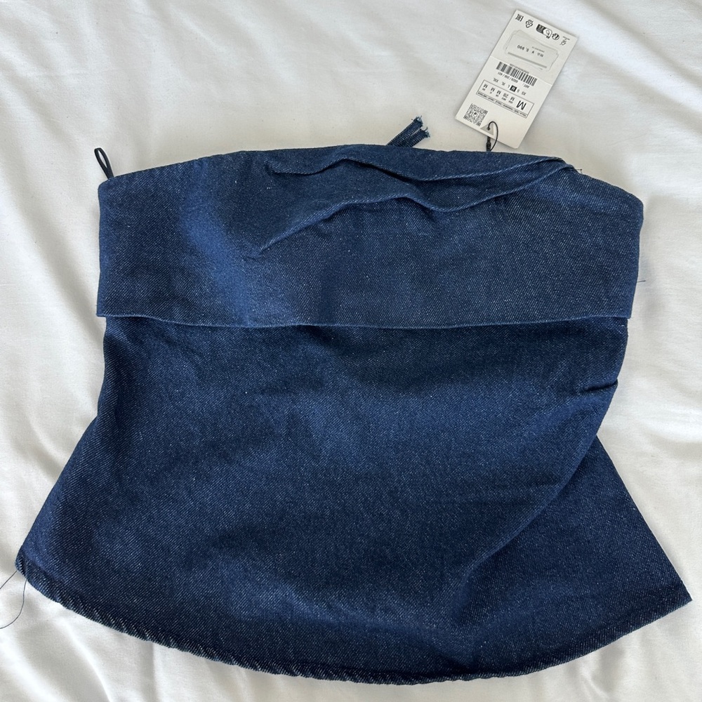 Zara Denim Strapless Top